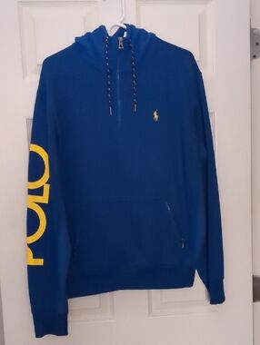 Polo by Ralph Lauren Royal Blue Half-Zip Hoodie with Yellow Accents